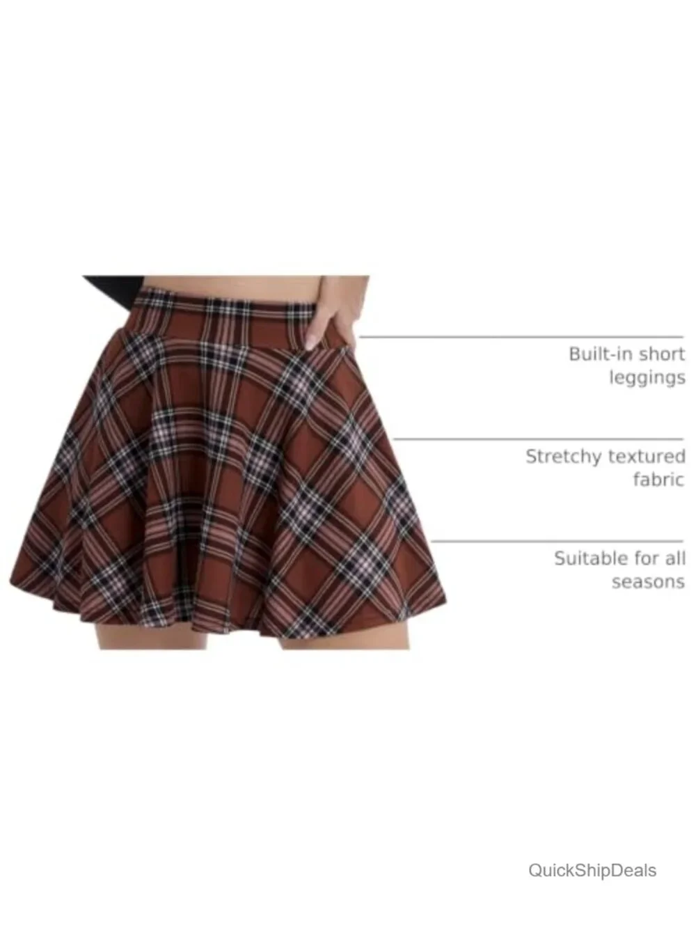 A-Line Flared Mini Skort Stretchy High Waist Tennis Golf Women